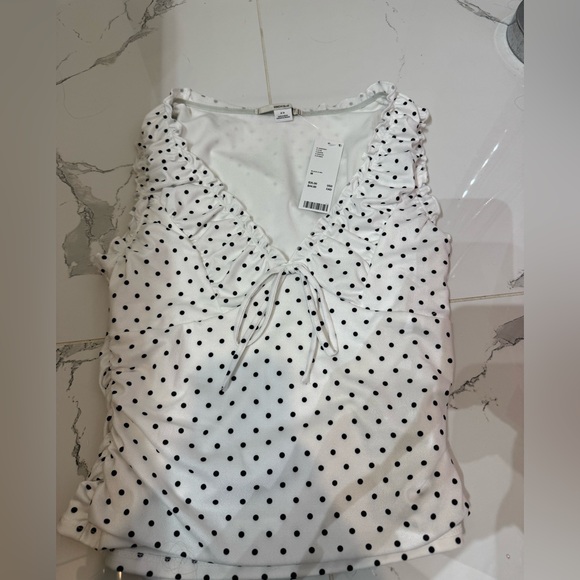 Kimchi Blue Tops - Kimchi Blue White Tank Top with Black Polka Dots